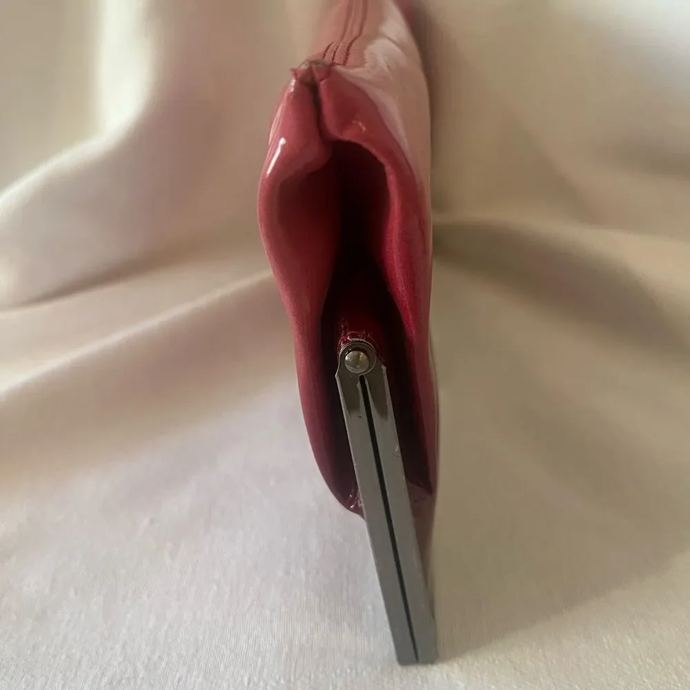 HOBO patent leather clutch wallet, garnet ombré jewel‎ tone colors to pink.